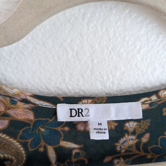 DR2 Green Paisley Floral Midi Dress Modest Boho Medium - Picture 4 of 4